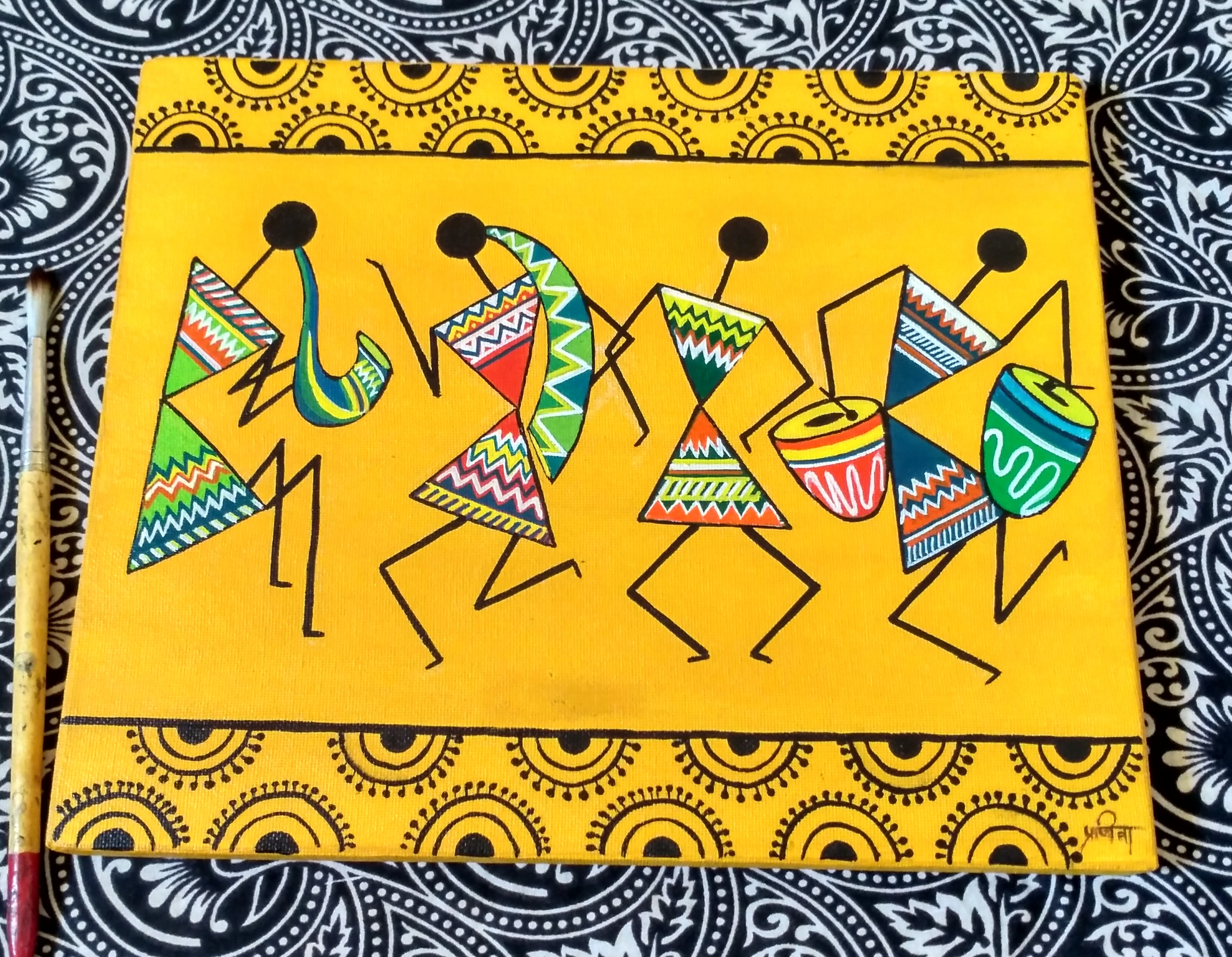 warli painting colorful